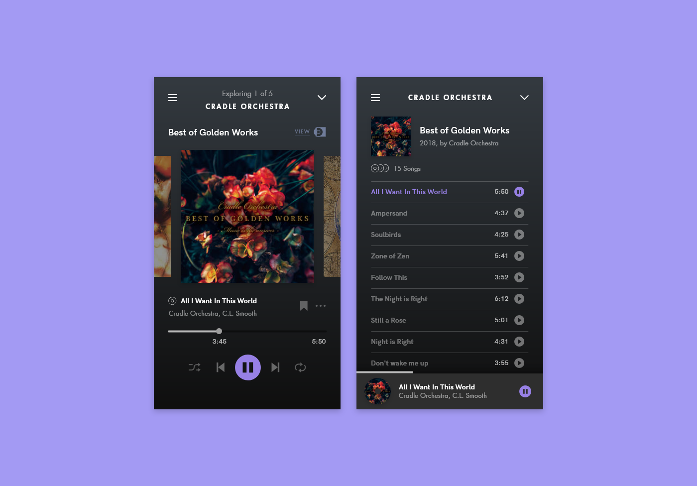 DailyUI Music Player interaction mobile app design UI/UX