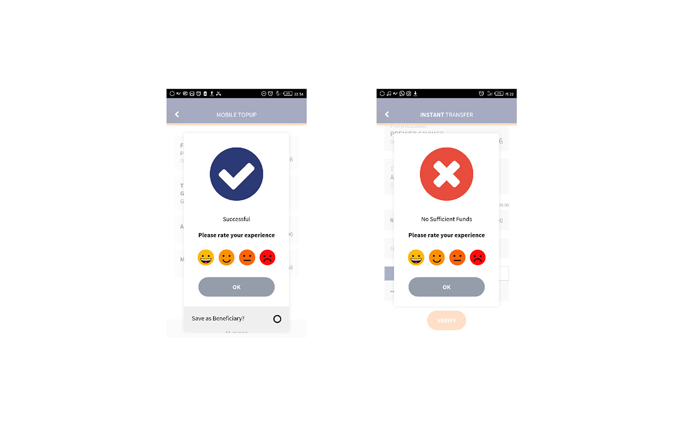 Emoji smileys feedback bank app  redesign UI/UX design psychology