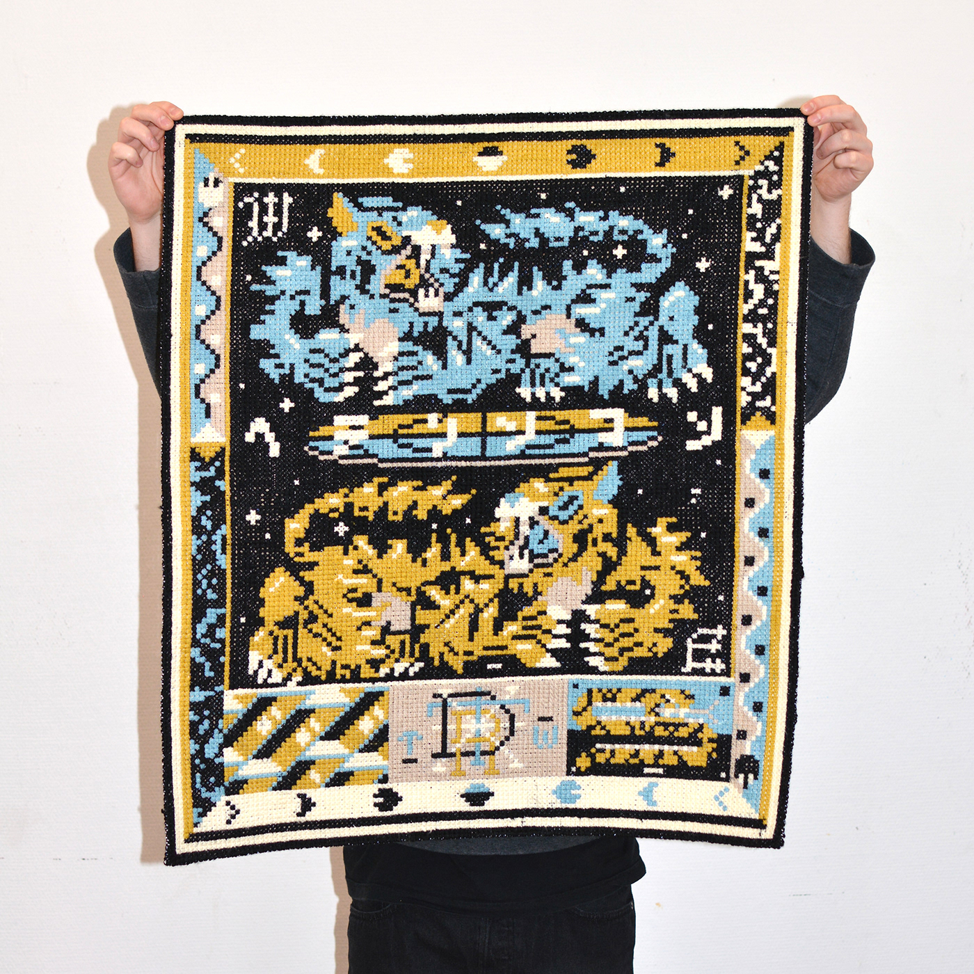 dxtr pictoplasma Exhibition  tapestry Rug canvas acrylics berlin characterdesign wool