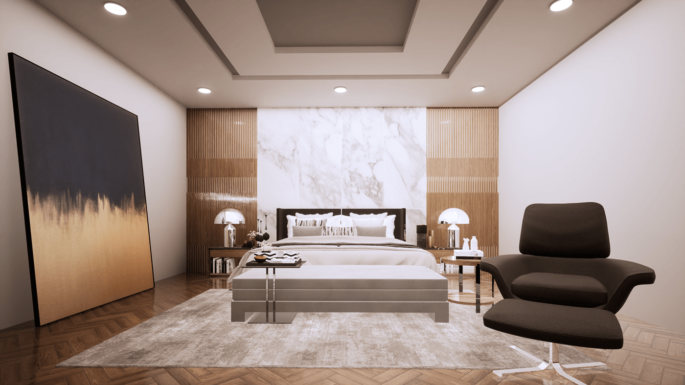 architecture interior design  Render 3D modern visualization garage Bedroom interior master bedroom kitchen design