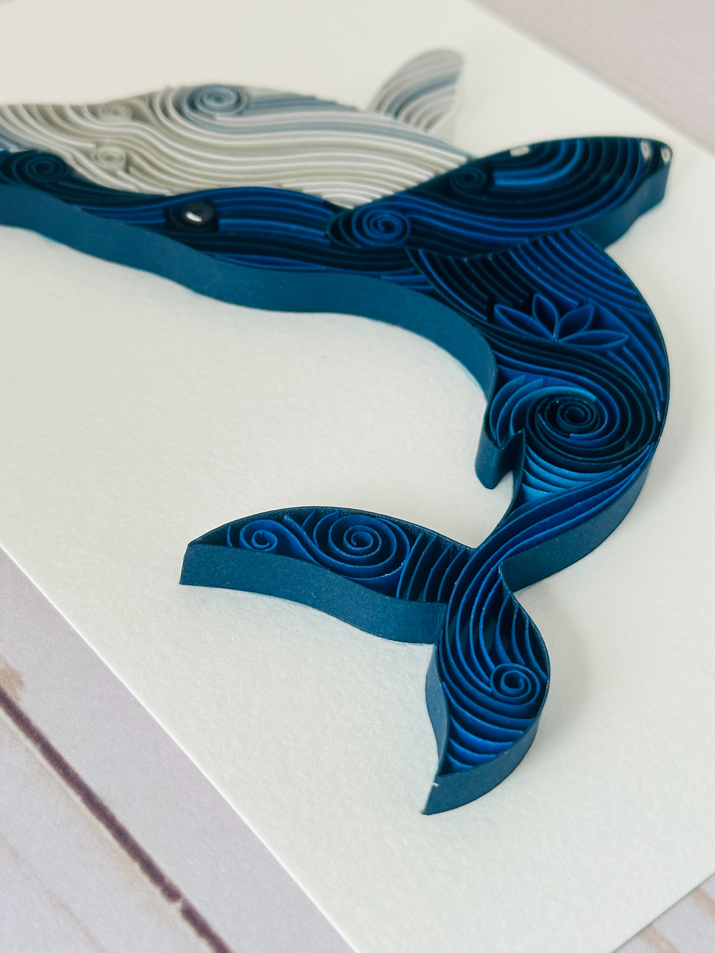 Whale ocean life wildlife paper blue quilling paper art craft