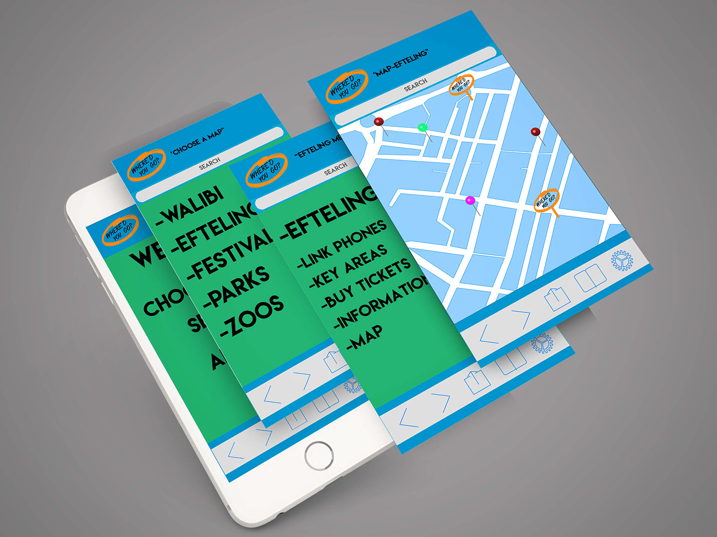 app Travel Park map interactive flat information Netherlands UI/UX Design