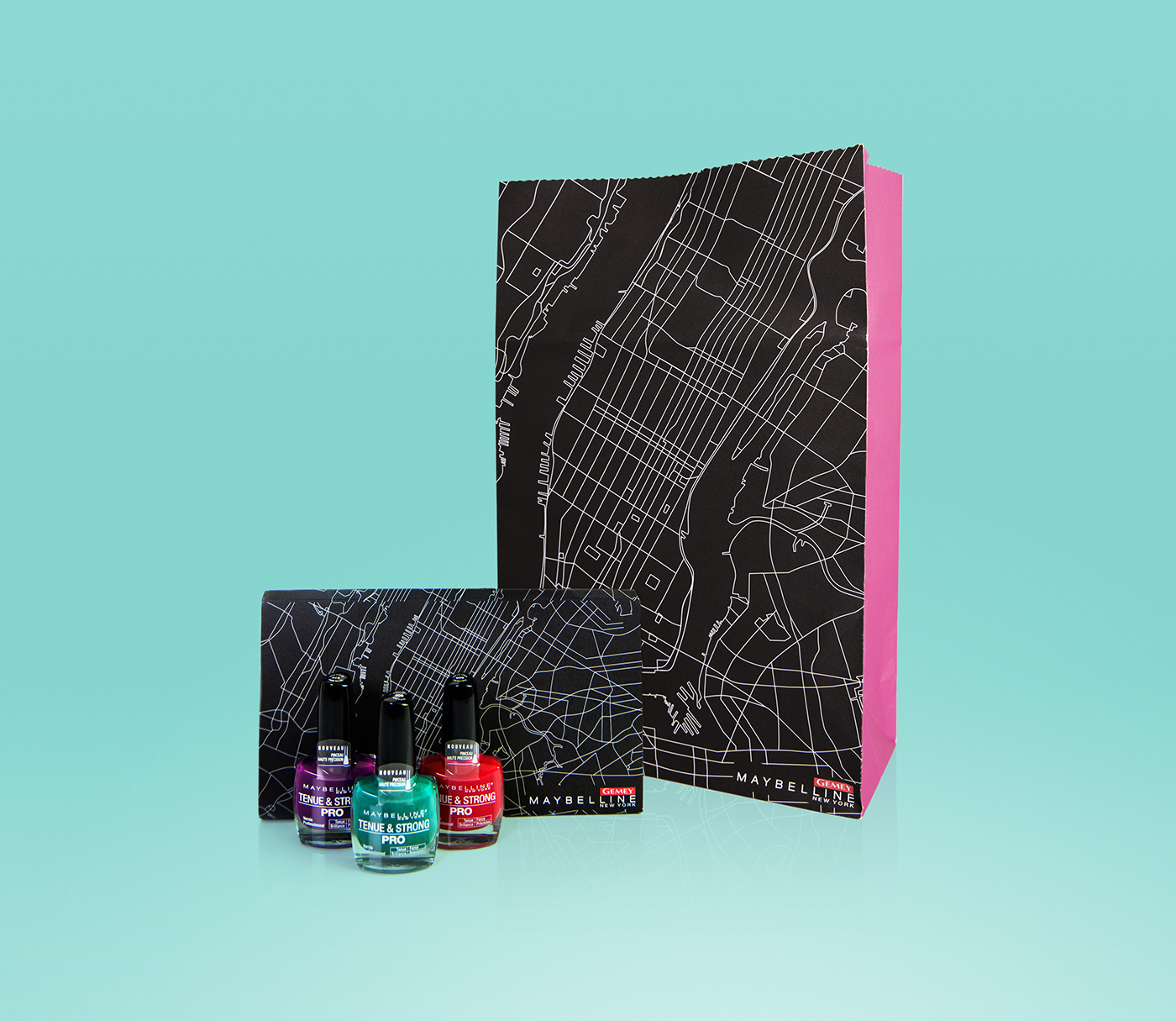 New York nyc nail polish Maybelline gemey press kit paper bag cd cover Manhattan beauty cosmetics magazine brochure soho