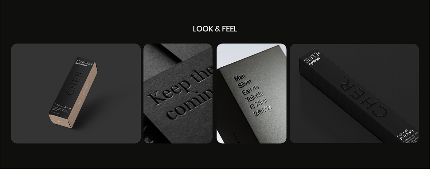 Black on black embossing mockup and references

