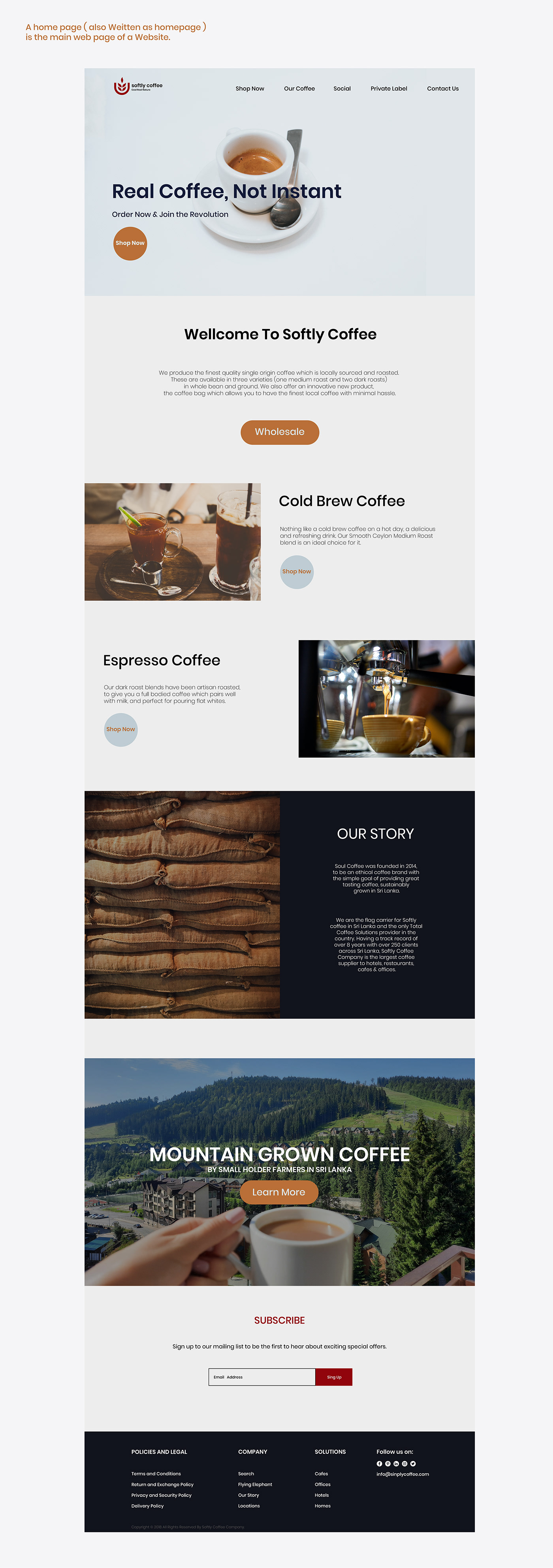 clean Coffee creative design minimal SOFTLY COFFEE typography   ui design UX design Web Design 