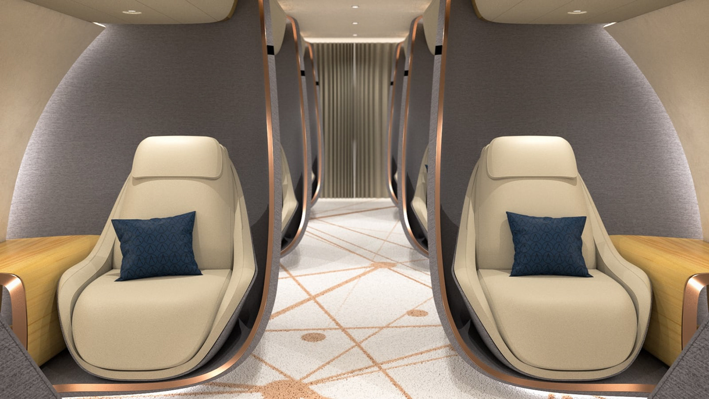 Boeing business jet interior design 