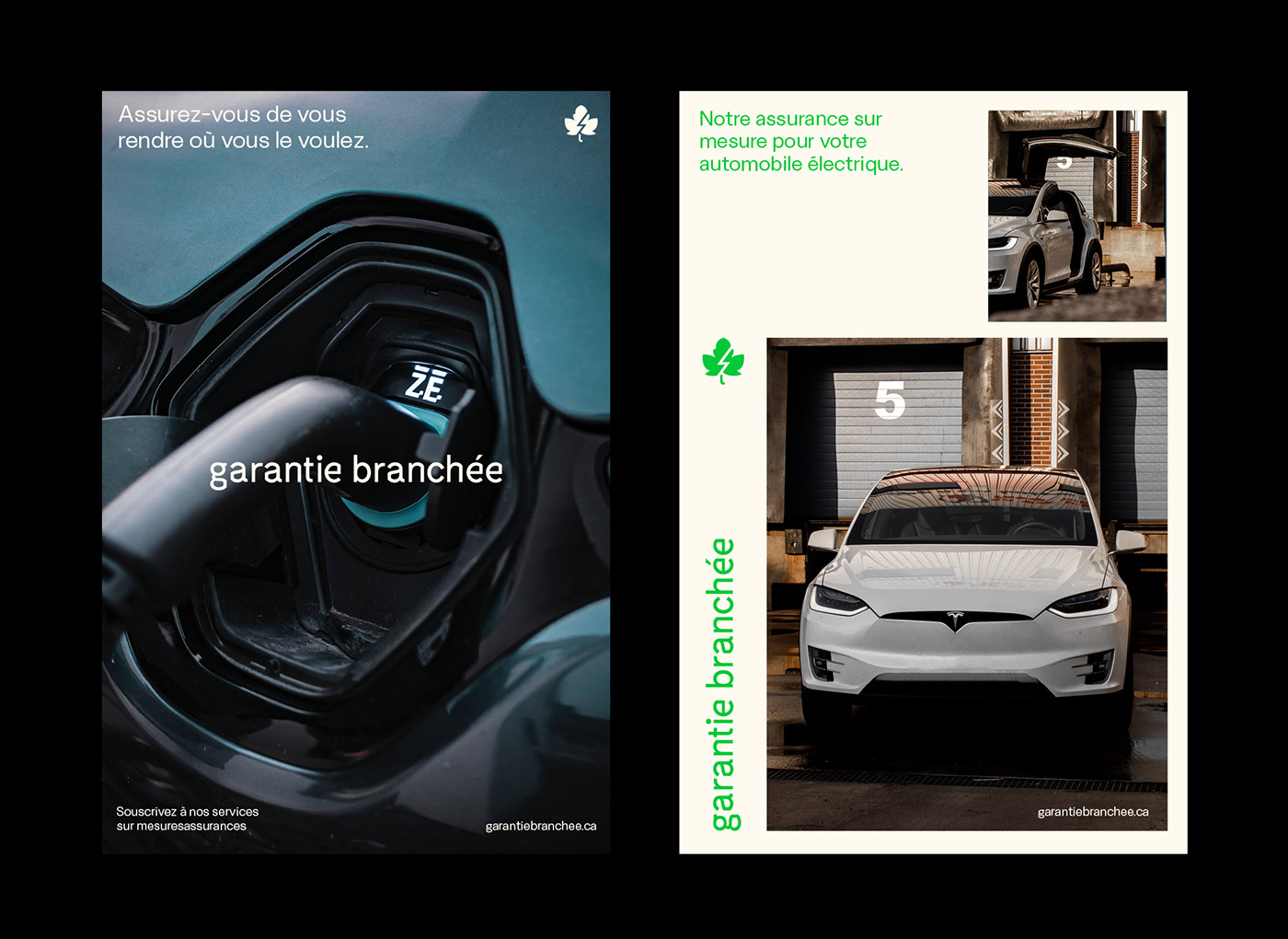electric logo branding  leaf guaranty green ecolo garantie brand car