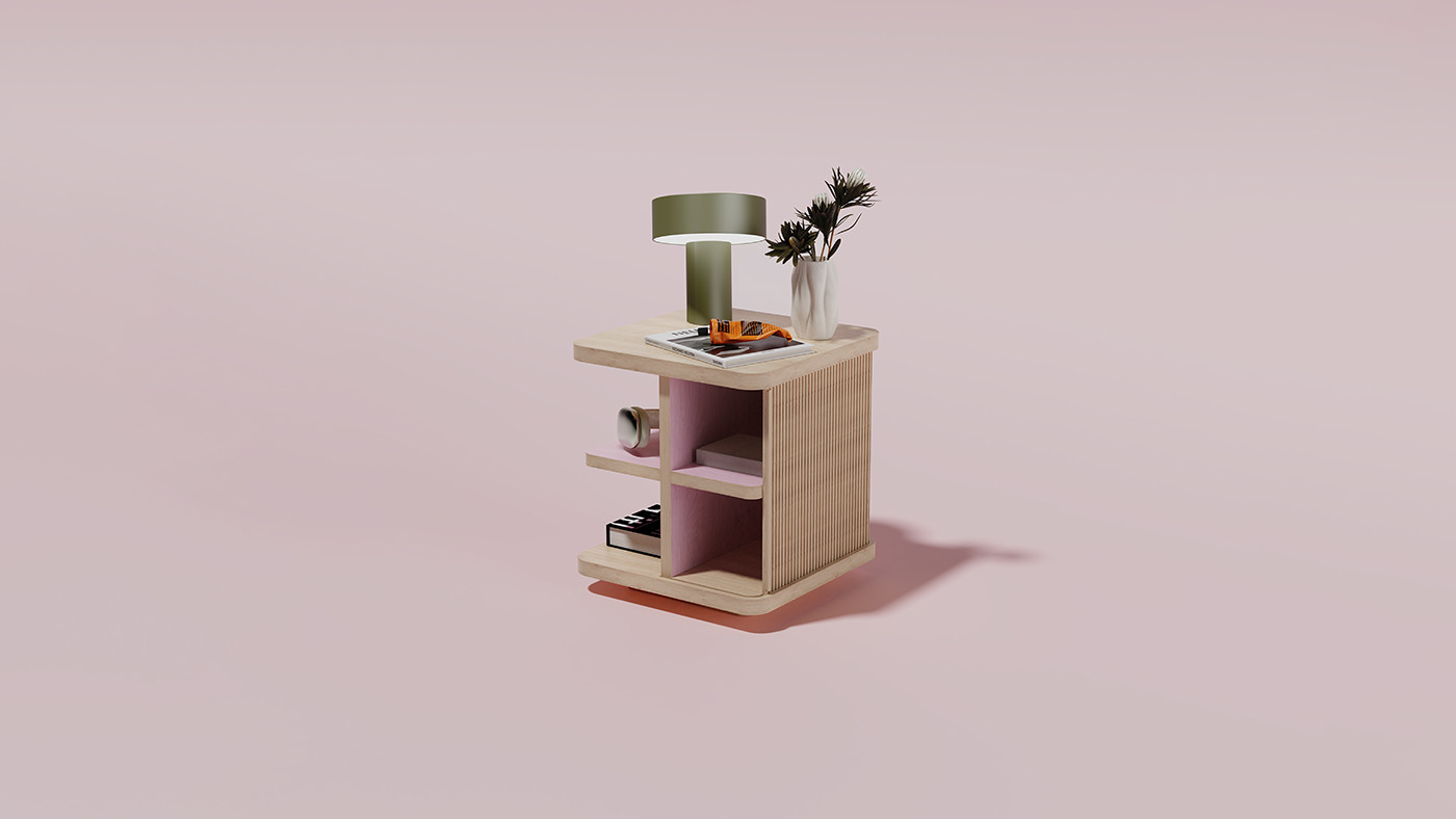 furniture industrial design  table side table keyshot keyshot render pink nighstand