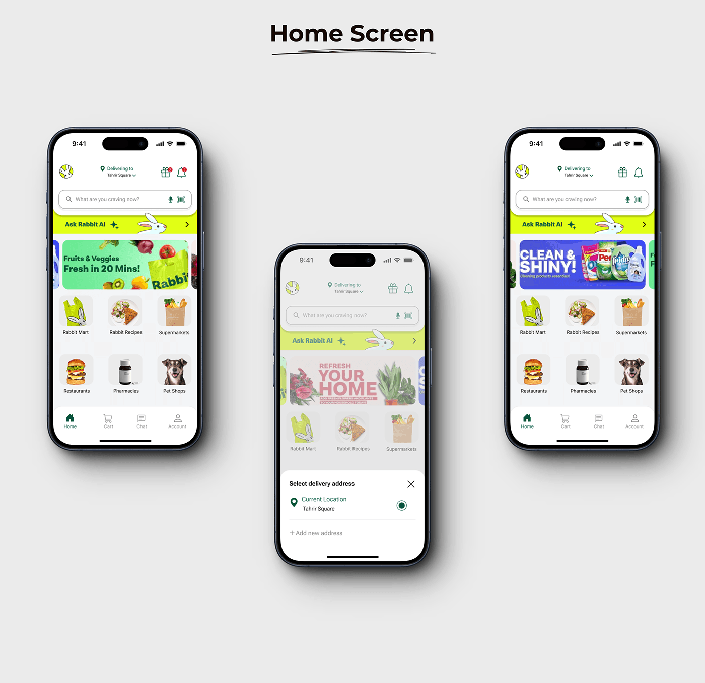 UI/UX Case Study Figma Mobile app design Food  Grocery delivery graphic design  rabbit