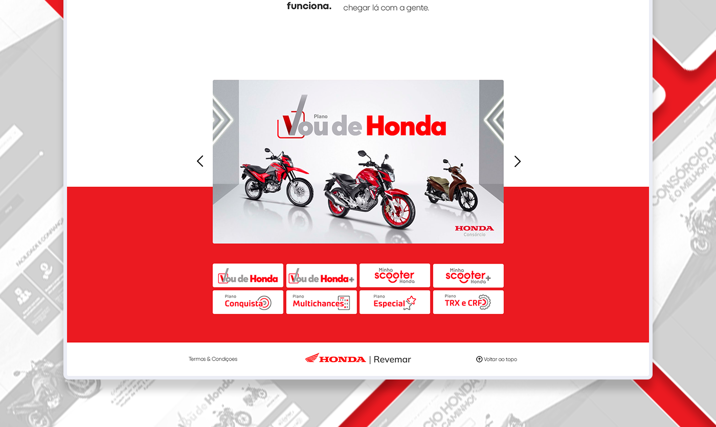 Página de captura landing page Website Design Honda consorcio motorcycle moto Consórcio Honda site manaus