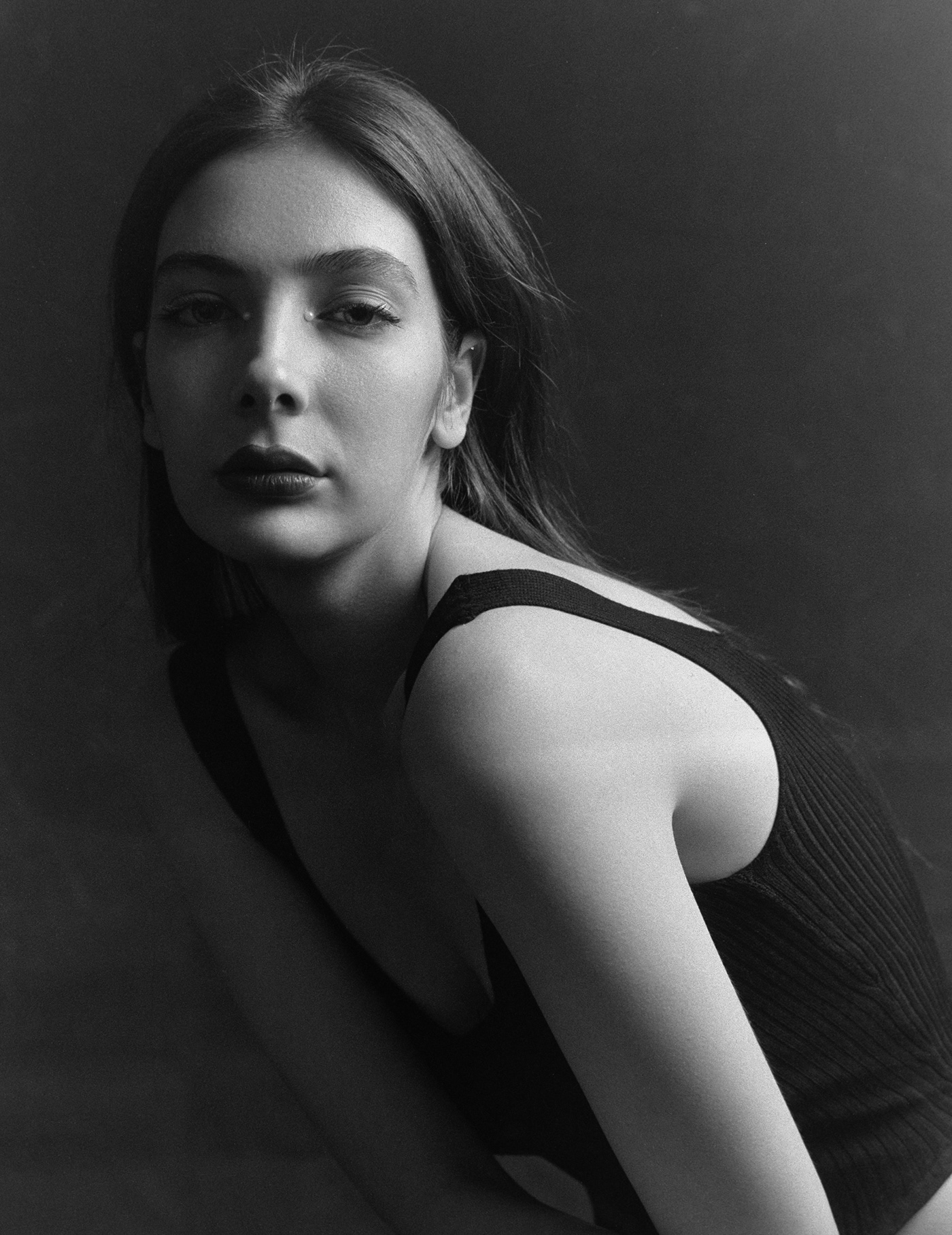analog photography beauty black and white model photoshoot portrait woman