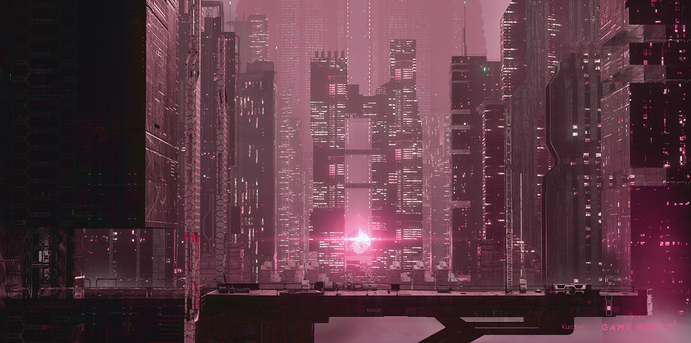 2048 game 3D artist artwork CGI Cyberpunk Digital Art  future game Scifi
