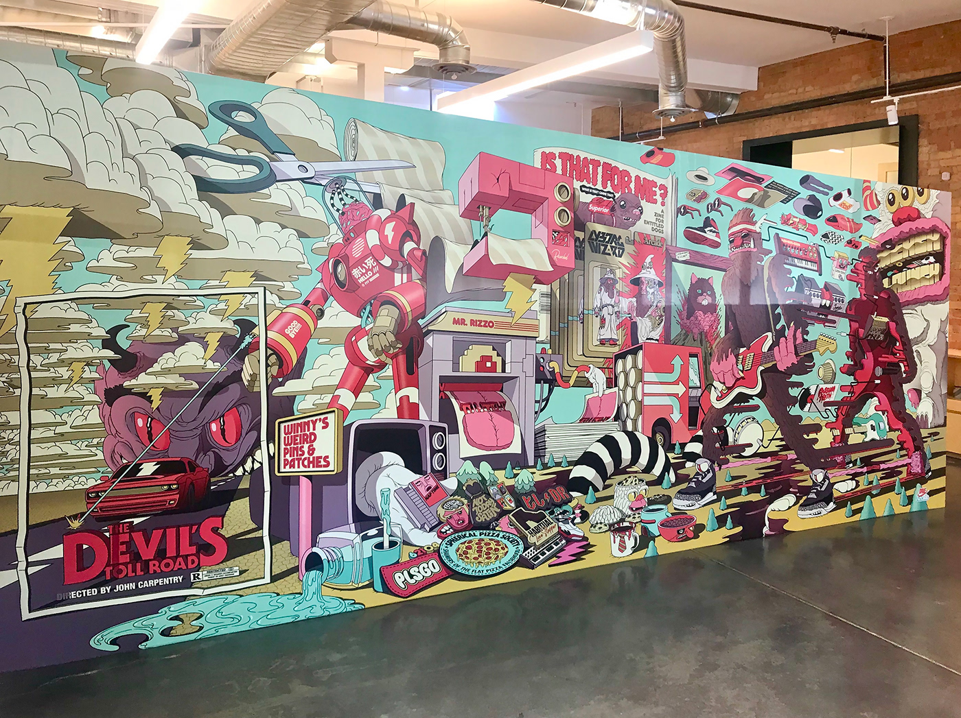 Mural Digital Mural installation ILLUSTRATION  big cartel dave arcade Merch freelance illustrator closer & closer