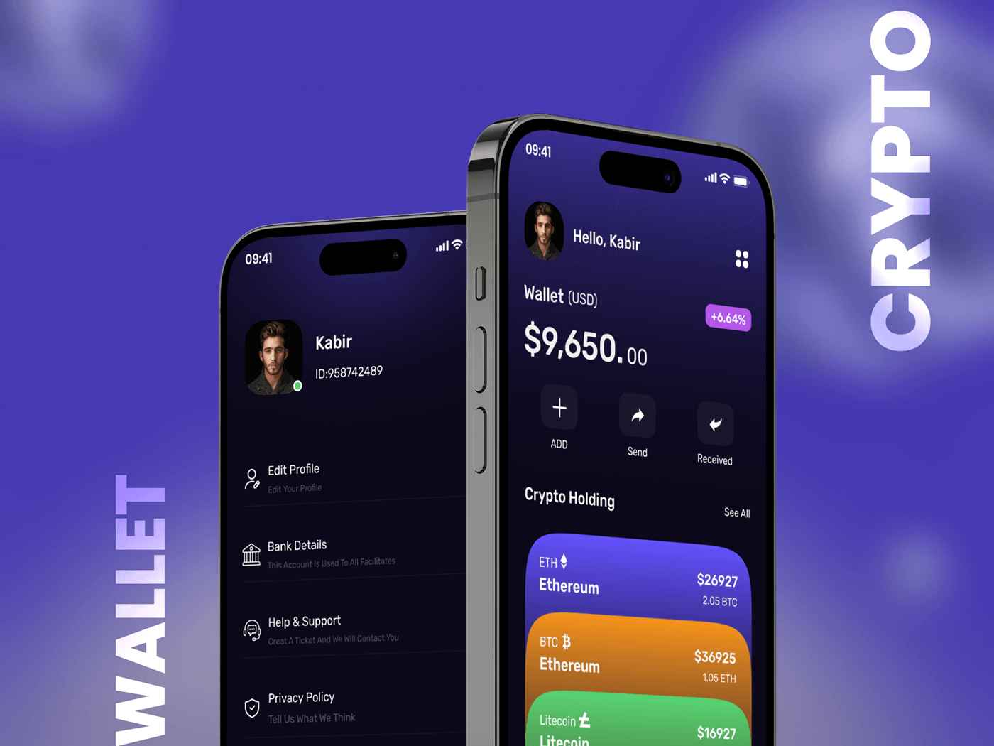 crypto WALLET ux blockchain cryptocurrency bitcoin nft UI/UX Figma app design