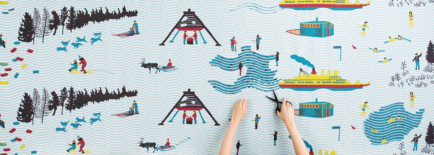 textile textile design  weaving tapestry Interior Lapland pattern design material fabric