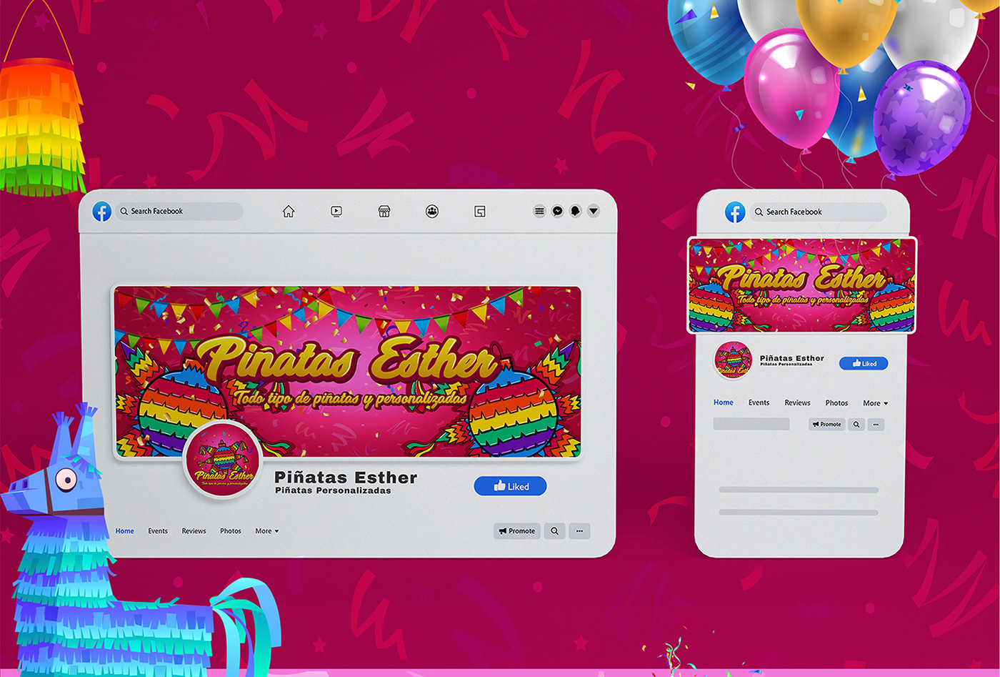 design piñatas fiesta party banner logo brand identity Logo Design identity Piñatas Personalizadas