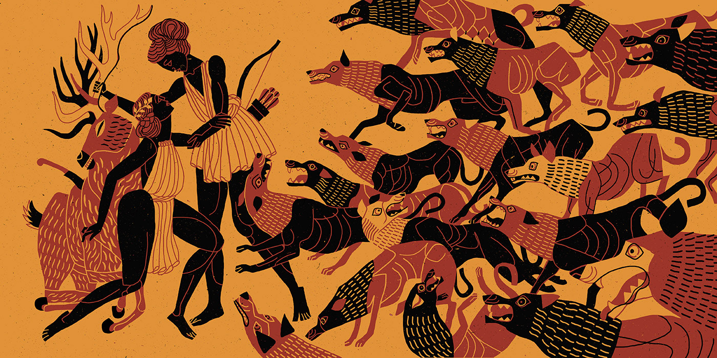 Arthemis Digital Art  digital illustration Drawing  greek mythology ILLUSTRATION  lion minotaur