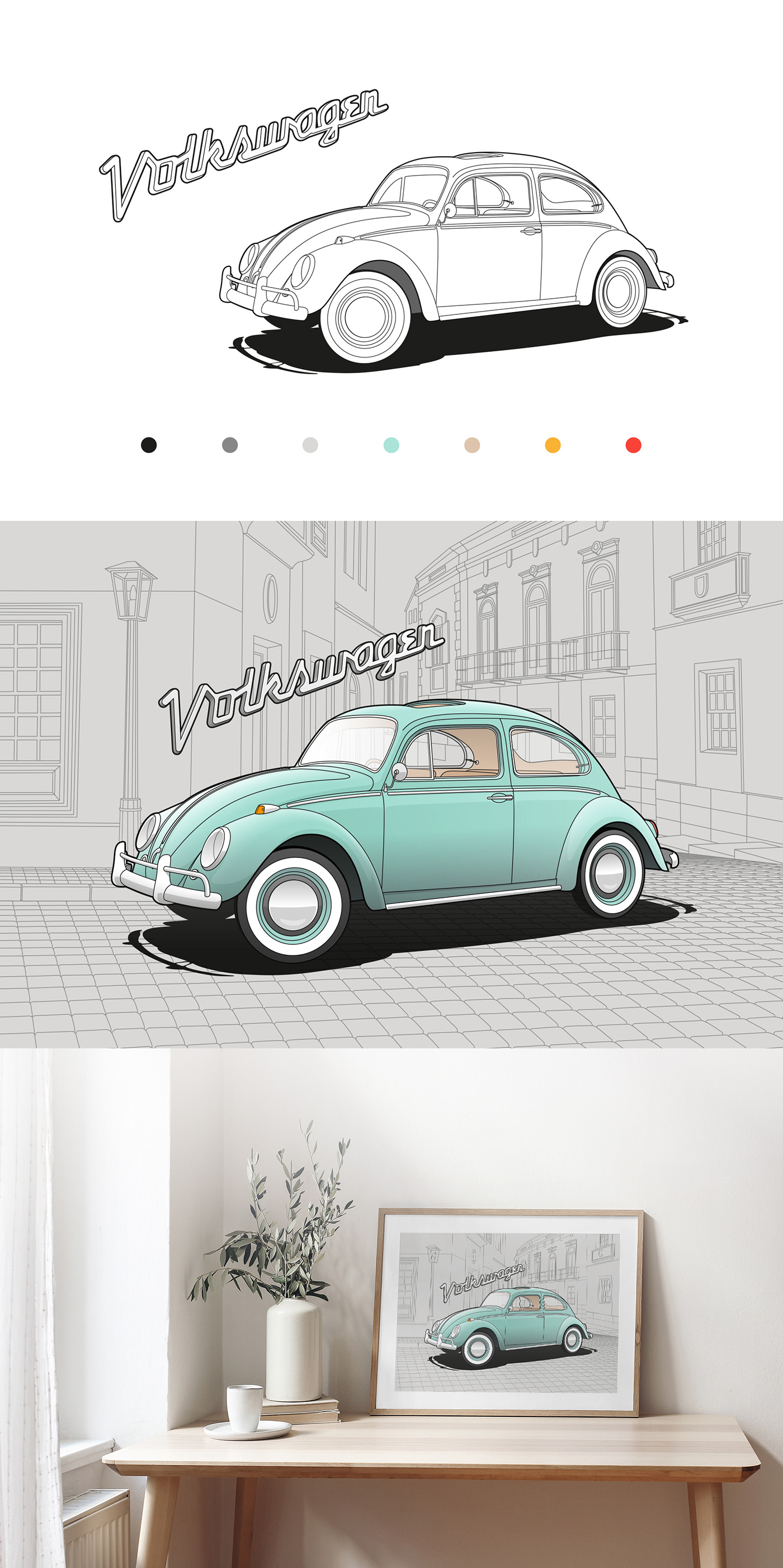 beetle ILLUSTRATION  Illustrator kafer volkswagen вектор жук иллюстрация VW