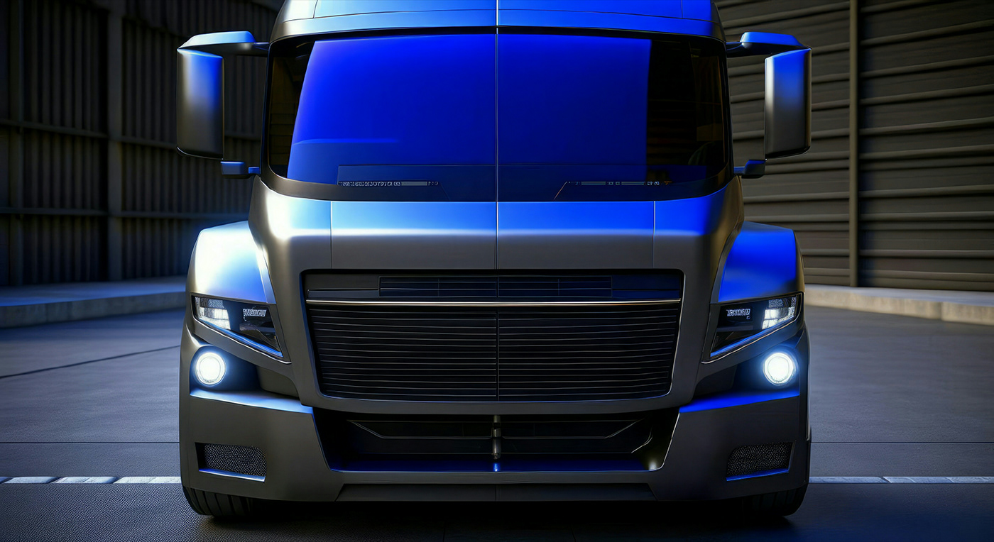 GM (Gordon Murray) truck. 
The design of the front of the vehicle. 
Created using a neural network. 