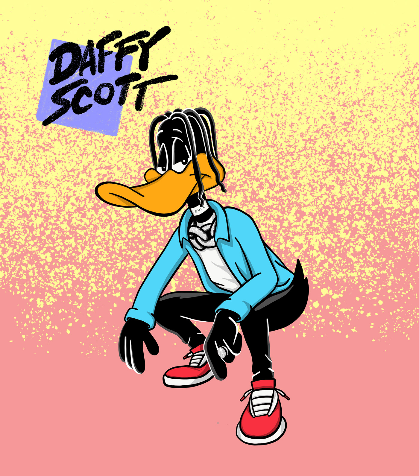 90s hip hop street fashion ILLUSTRATION  looney tunes Bugs Bunny daffy duck hip hop Character design  Drake Post Malone