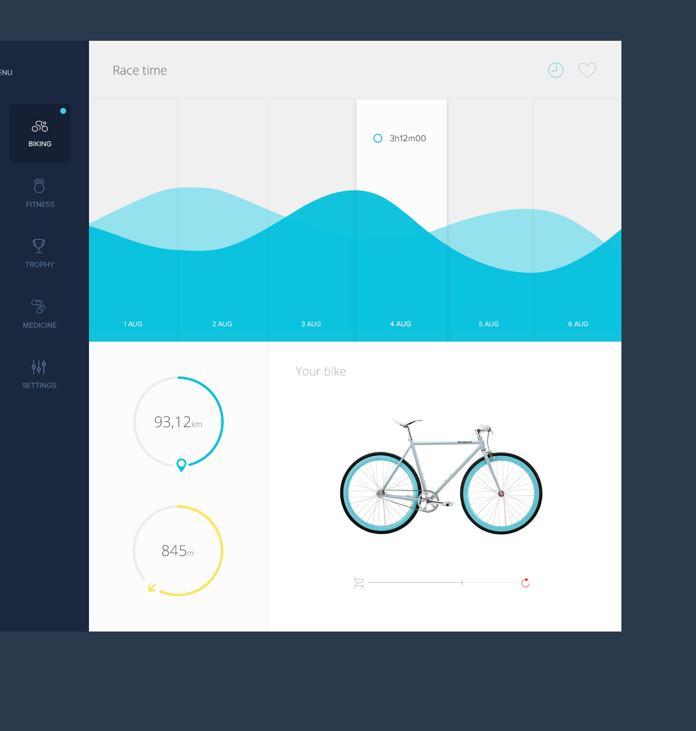 flat fitness Health UI ux desktop tracker Wellness dashboard material design clean analytics minimal statistics