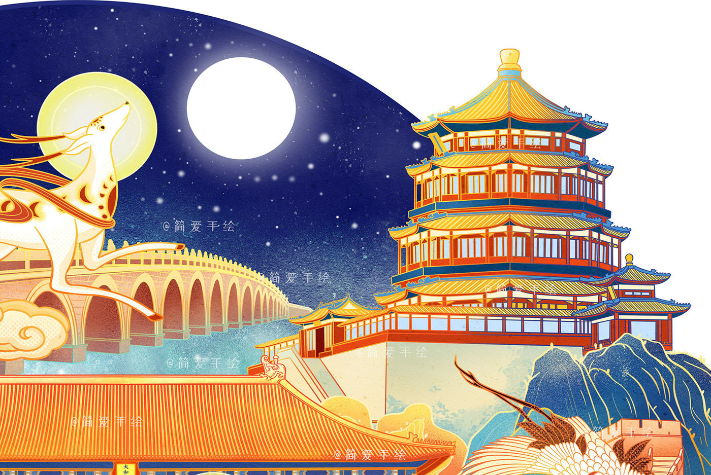 art china design ILLUSTRATION  中国风   中秋节 包装插画 插画