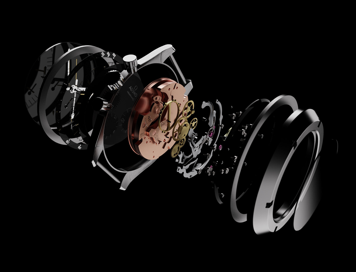 3D Modelling keyshot Omega visualisation watch watch renders 3D renders rendering product design 