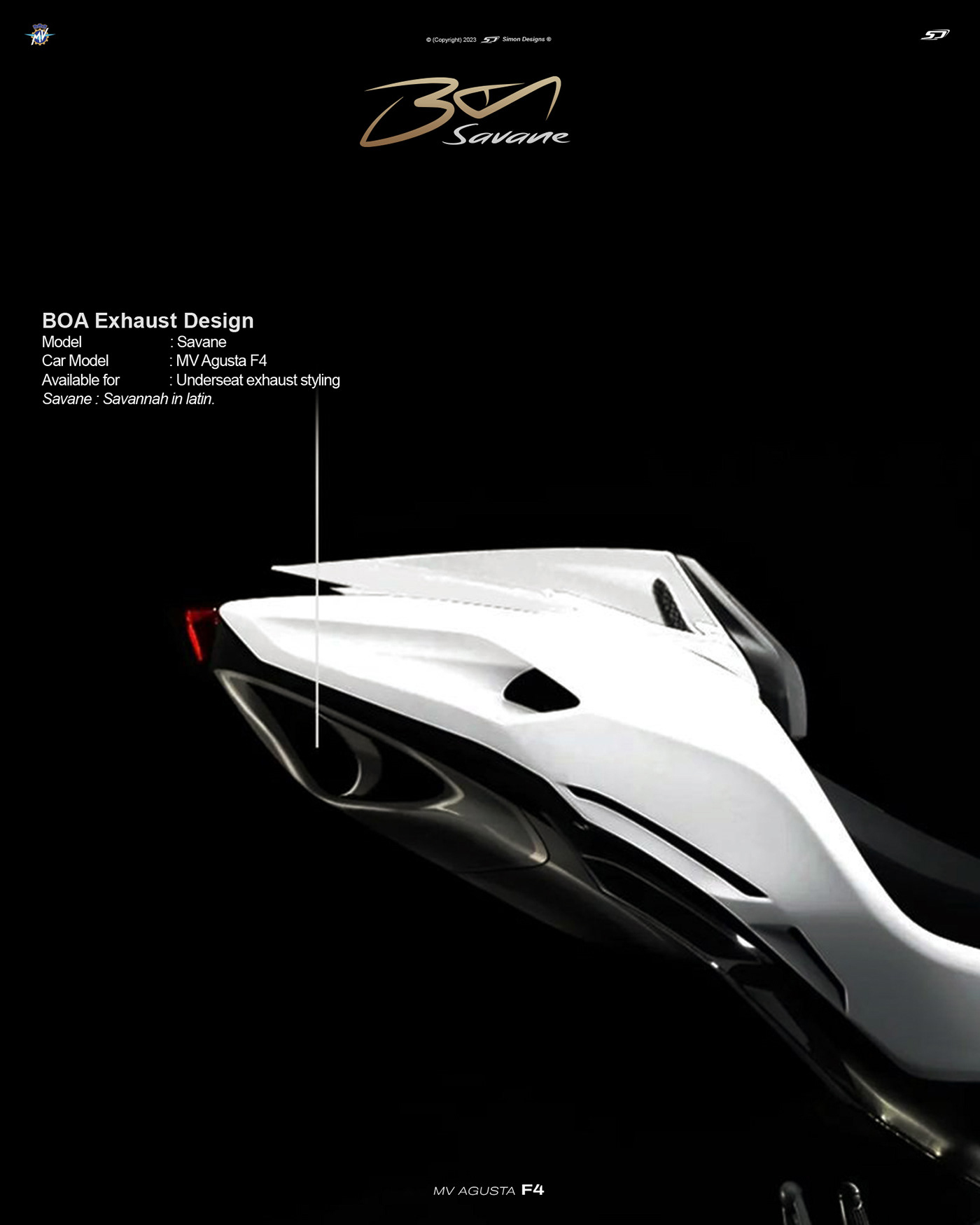 Simon Designs designer art motorcycle art mv agusta boa exhaust boa savane exhaust design exhaust styling