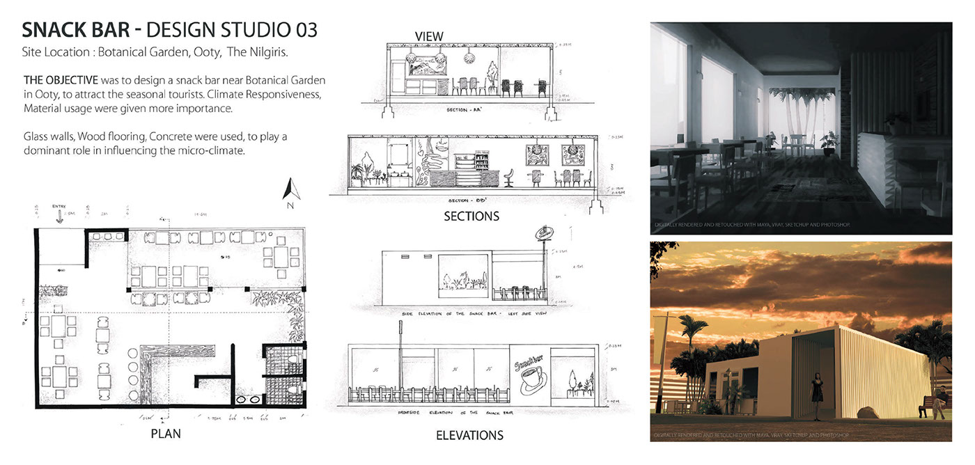 barani portfolio architectural Undergraduate archi rendering photoshop SketchUP vray India