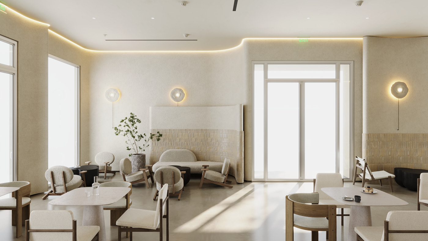 architecture cafe Coffee interior design  modern Neutral restaurant Retail Shopping Wabi Sabi