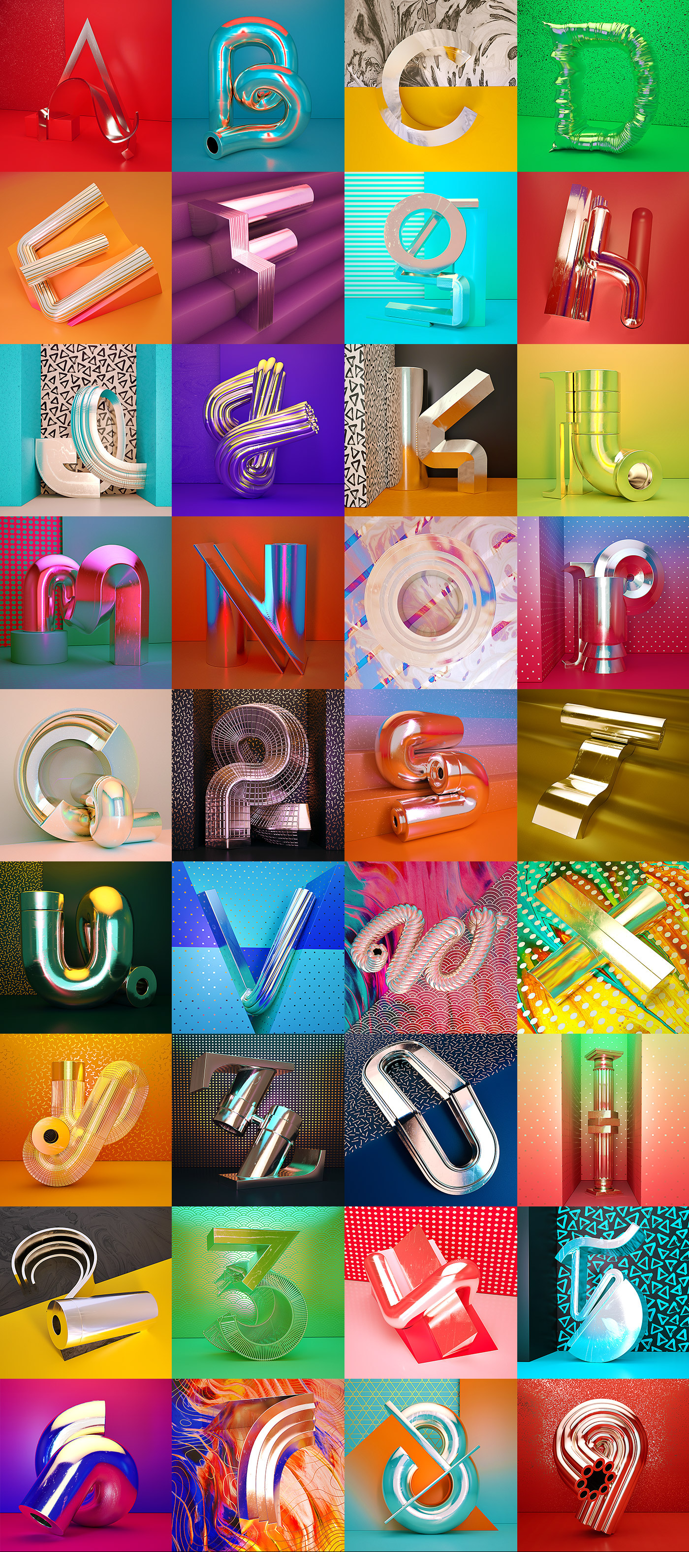 chrome type chrometype 36daysoftype graphics lettering color sculpture c4d everyday design aaron kaufman Form art 3D
