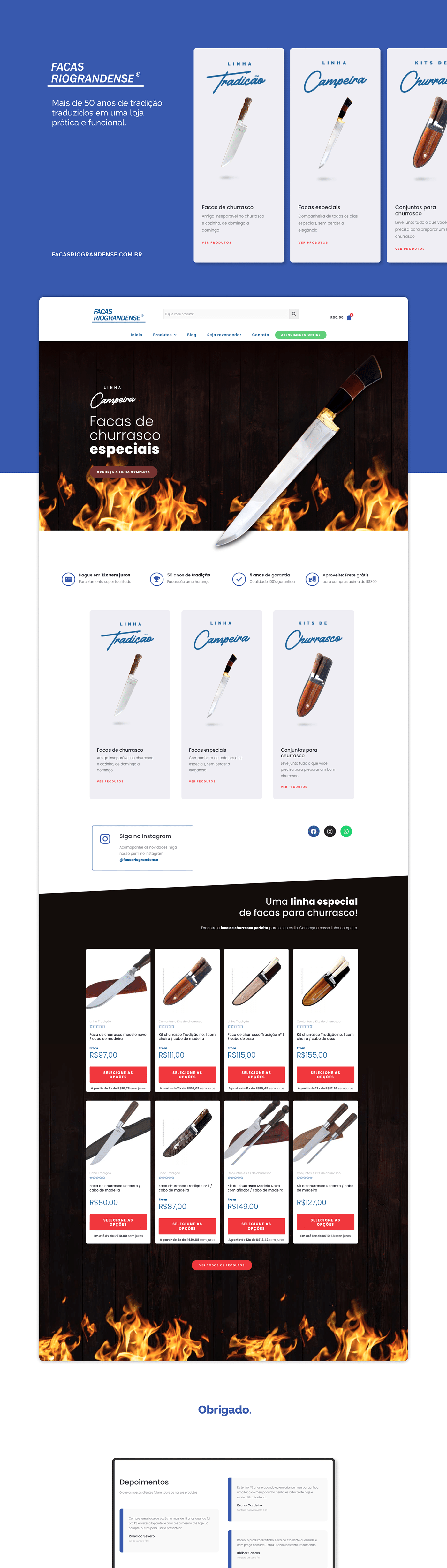 cutelaria cutlery e-commerce Ecommerce elementor facas online store Web Design  Webdesign Website