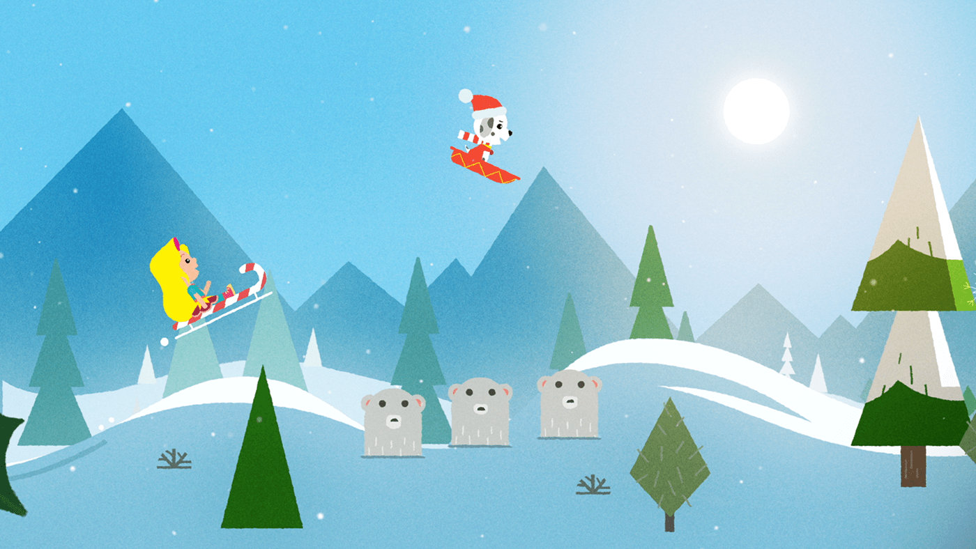 Christmas Holiday Character set design  cute snow sleigh