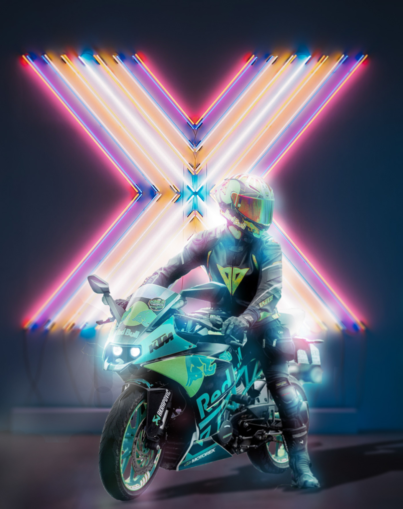 colorful fantacy motorbike motorbikefantcy neon neon lighting night life