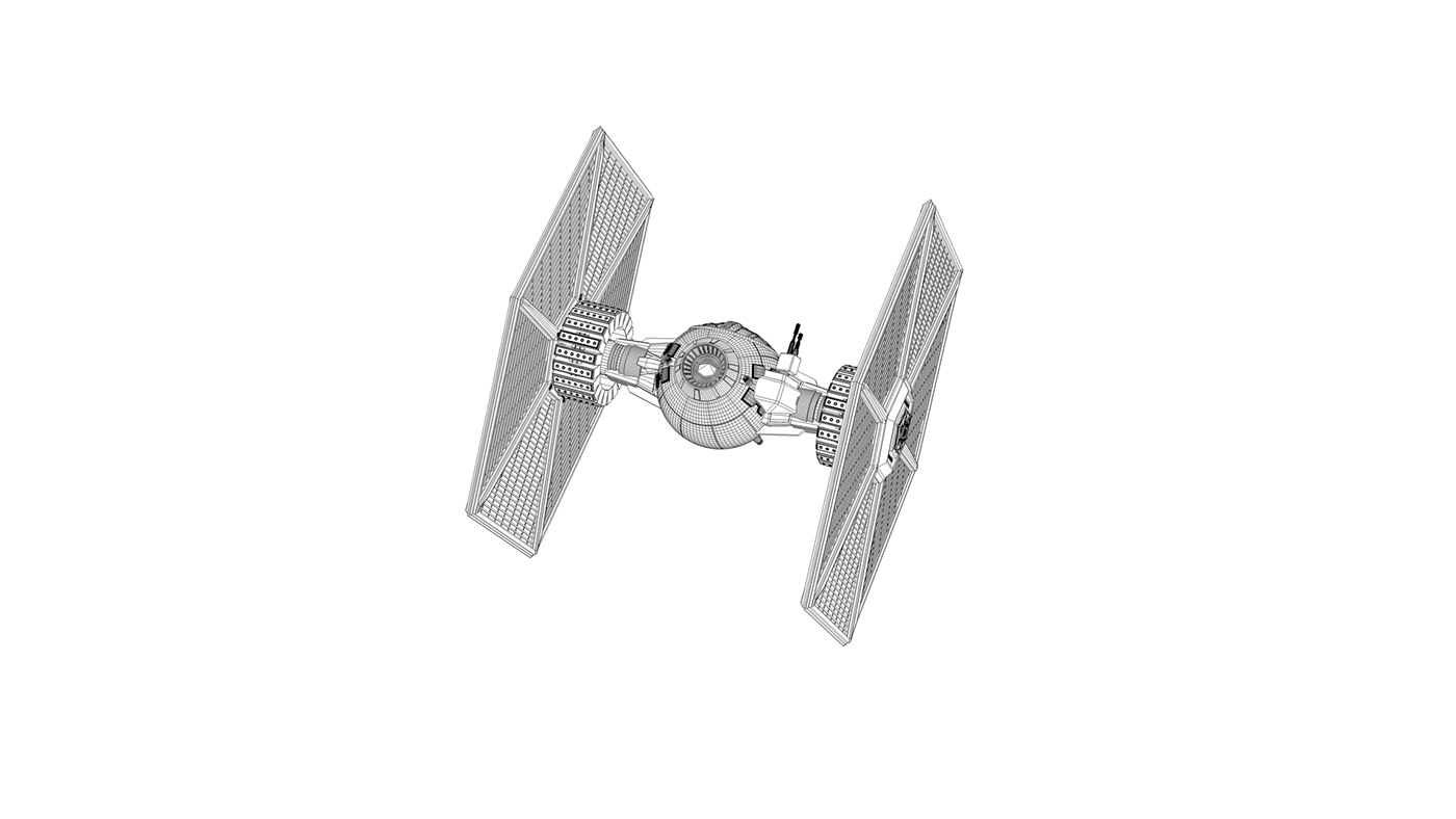 star wars Tie Fighter 3D cinema 4d The Force Awakens modeling model Render