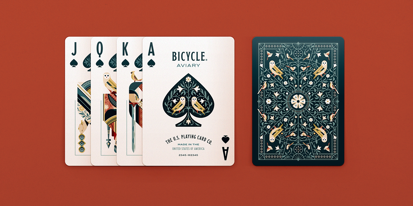 Bicycle birds floral ornate Playing Cards ILLUSTRATION  joker Poker queen king