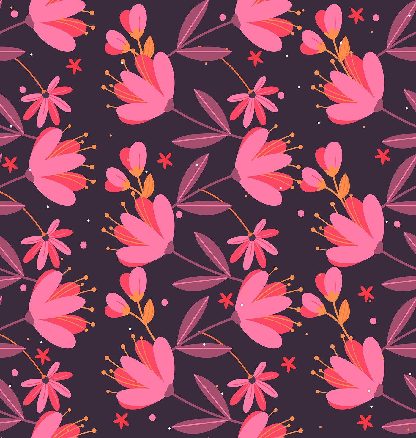 Floral pattern template colored dark decor fla