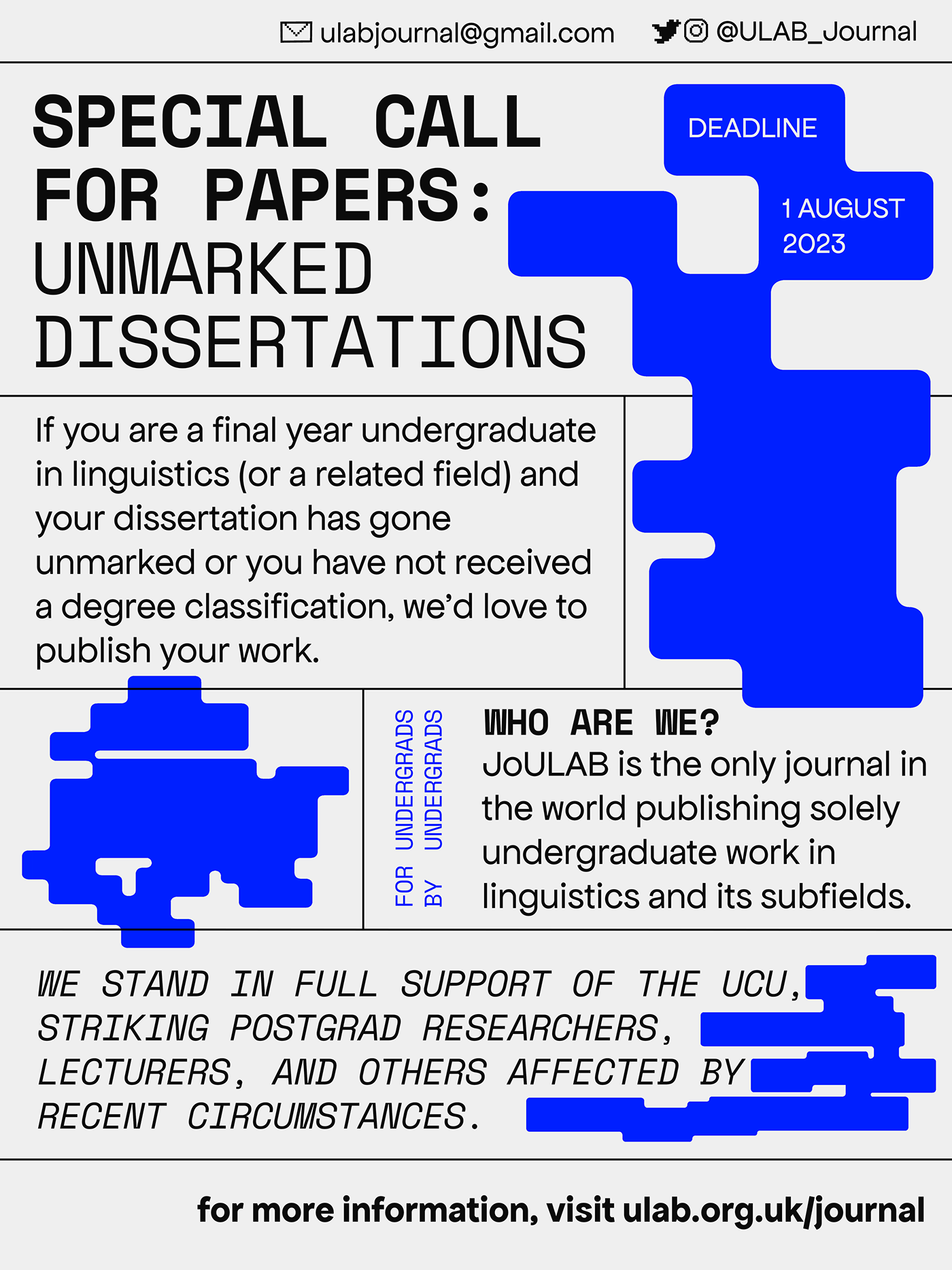 science journal Dissertation undergraduates poster research academia call for papers joulab linguistics