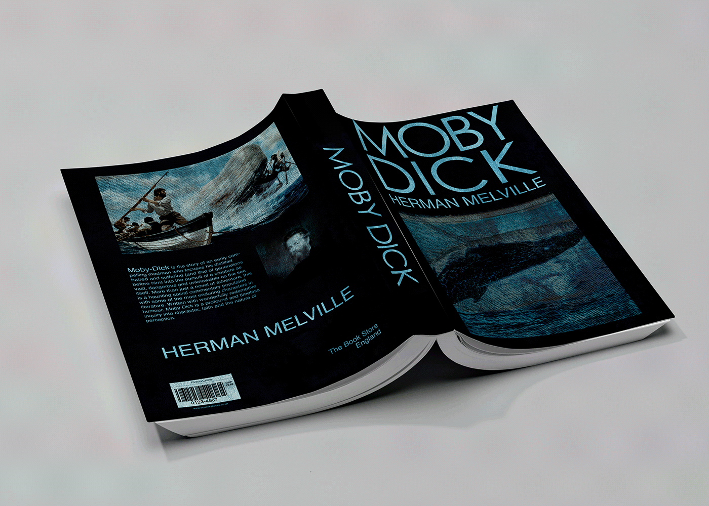 Adobe Photoshop design book cover Layout typography   Moby Dick Duotone graphic design  Creative Design herman melville