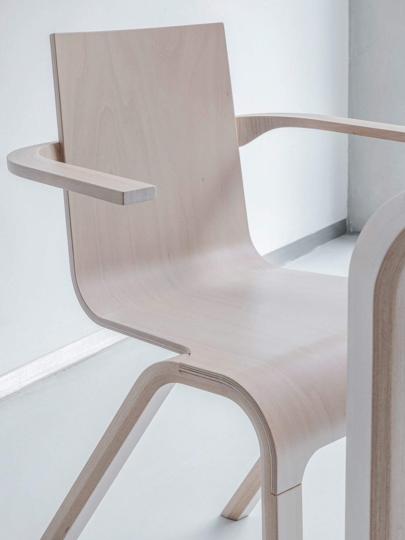 bent cantilevered chair contract furniture plywood Stackable
