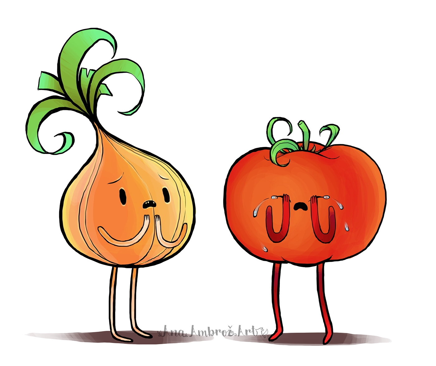concerned onion Onion concerned   Drawing  Tomato crying cutting cut ILLUSTRATION  onions