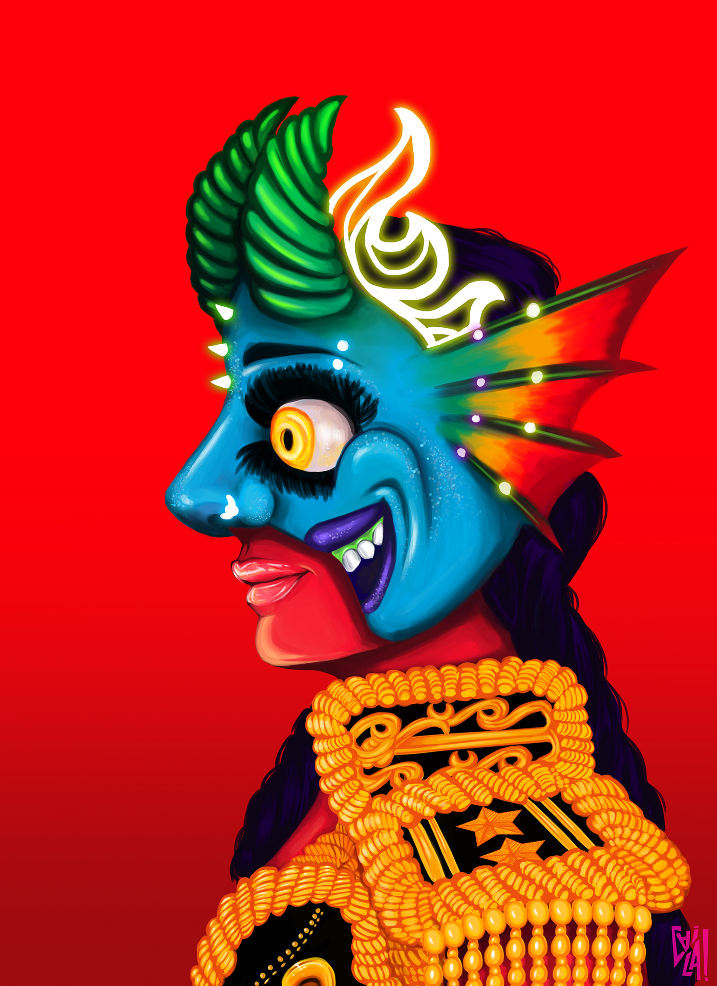 bolivia Carnaval Character china supay costume demon devil fantasy ILLUSTRATION  red
