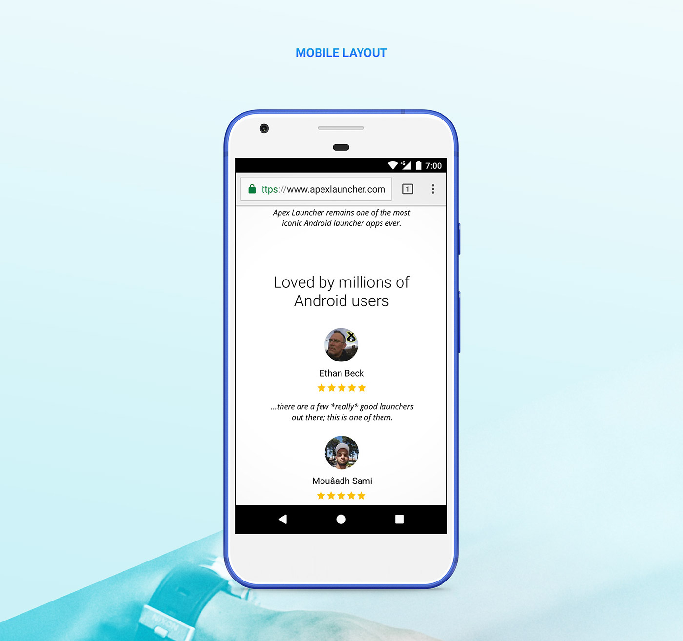 android Website app launcher product website Apex mobile Responsive Design
