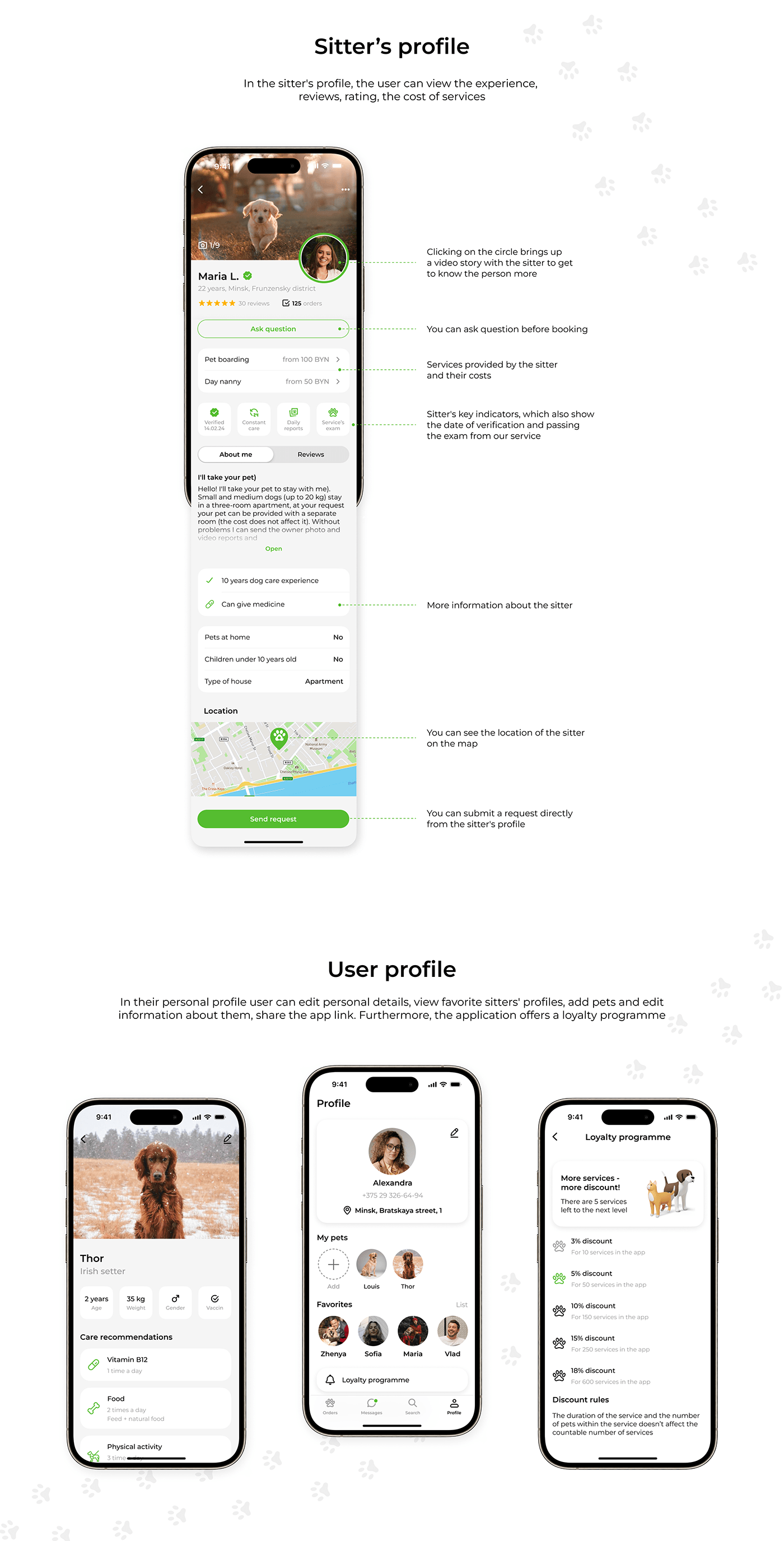 Figma UI/UX Mobile app Pet care user experience app design user interface animals Booking