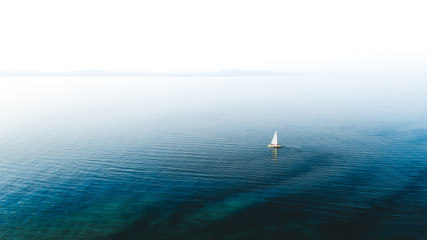 White sailboat - aerial photo