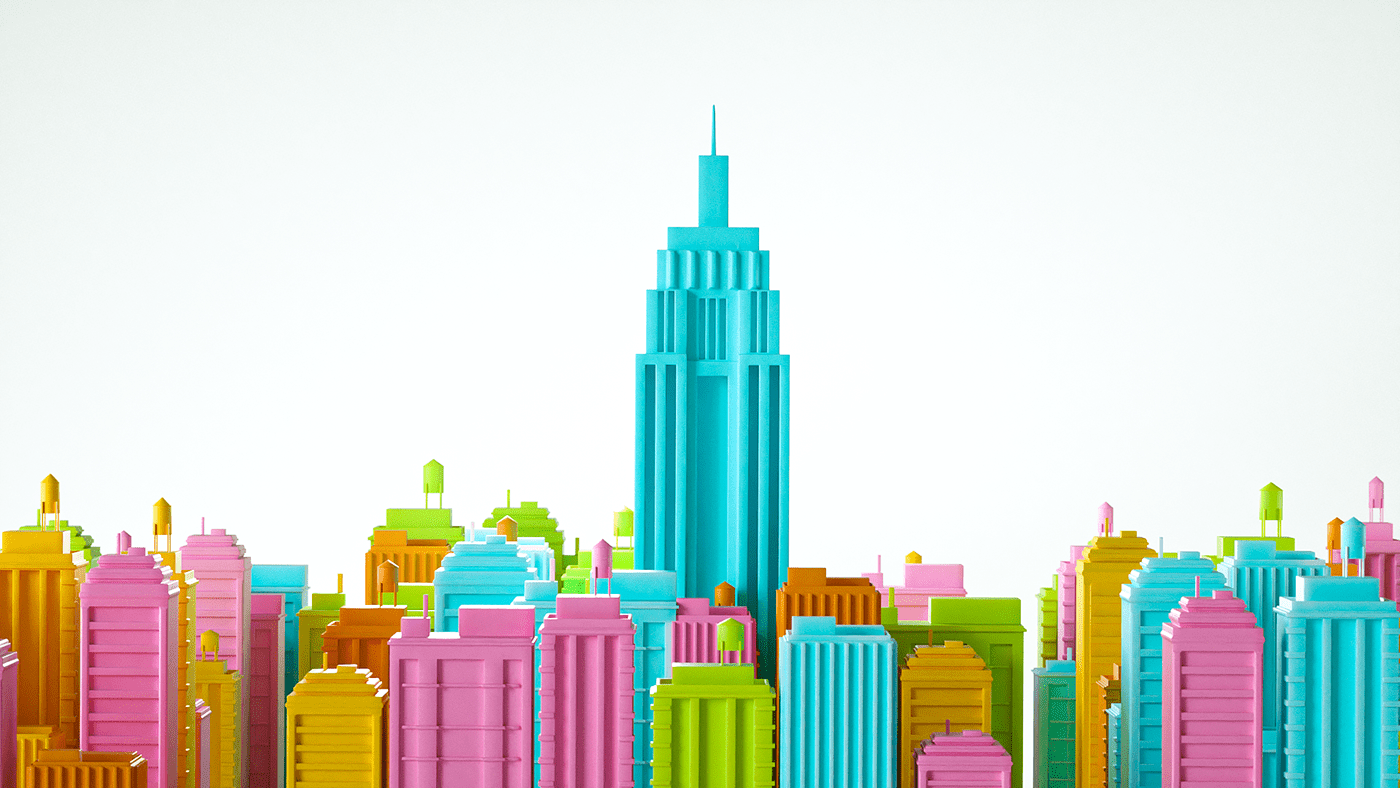 3D CG cinema 4d colorful houdini motion graphics  new york city city Positive Transformation