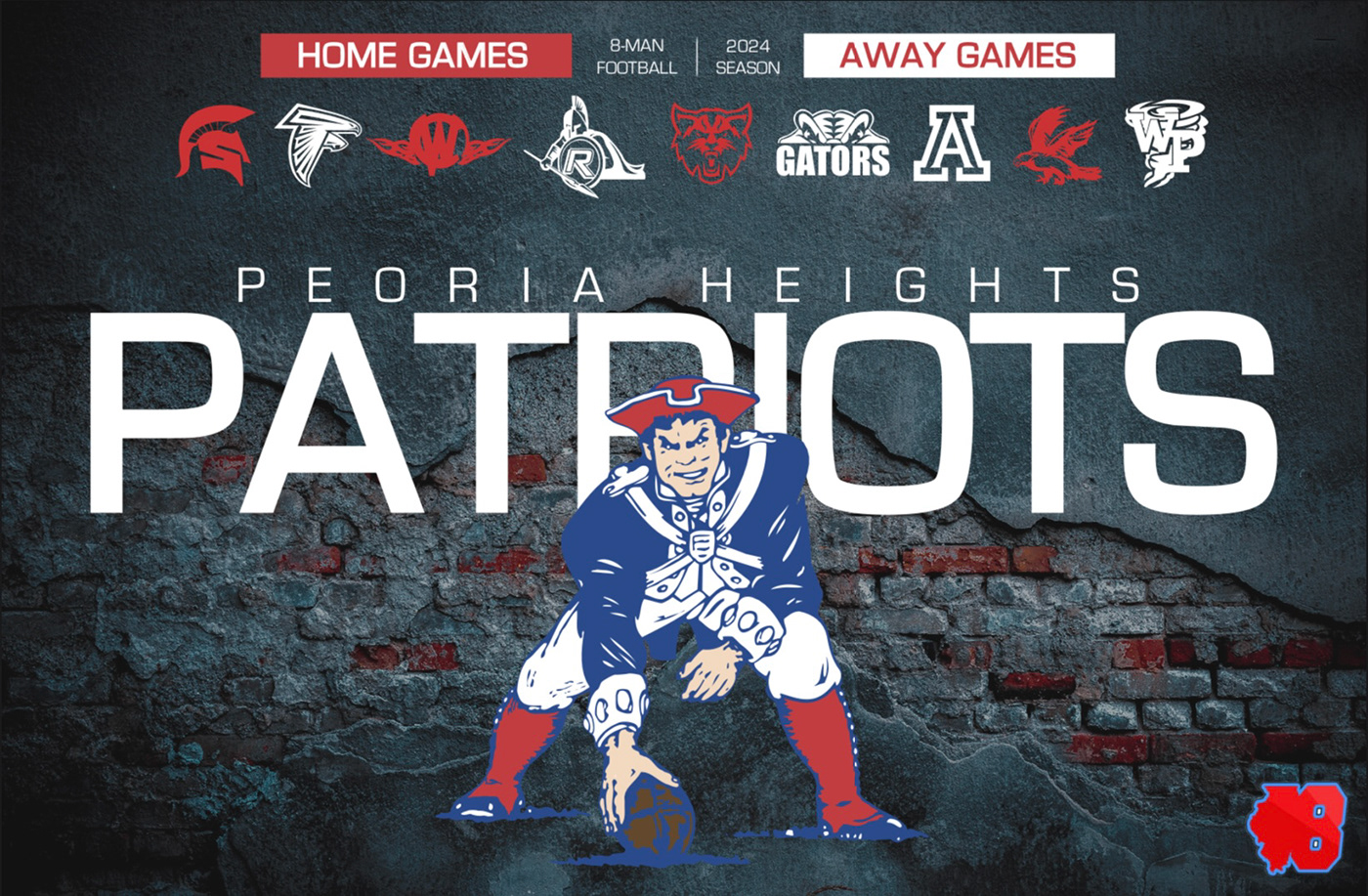 football Illustrator schedule graphic design  lightroom Patriots 8manfootball