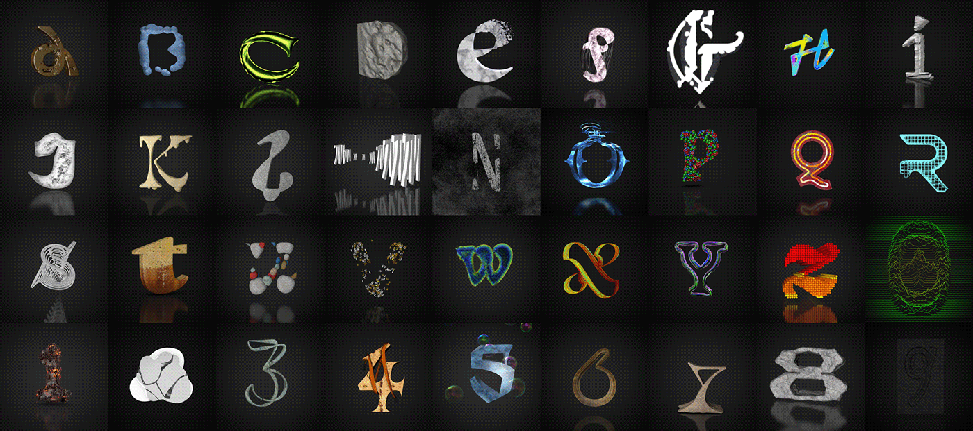 typography   3D Type 3d animation 36 days 3D 36daysoftype animation  font 36days_adobe type