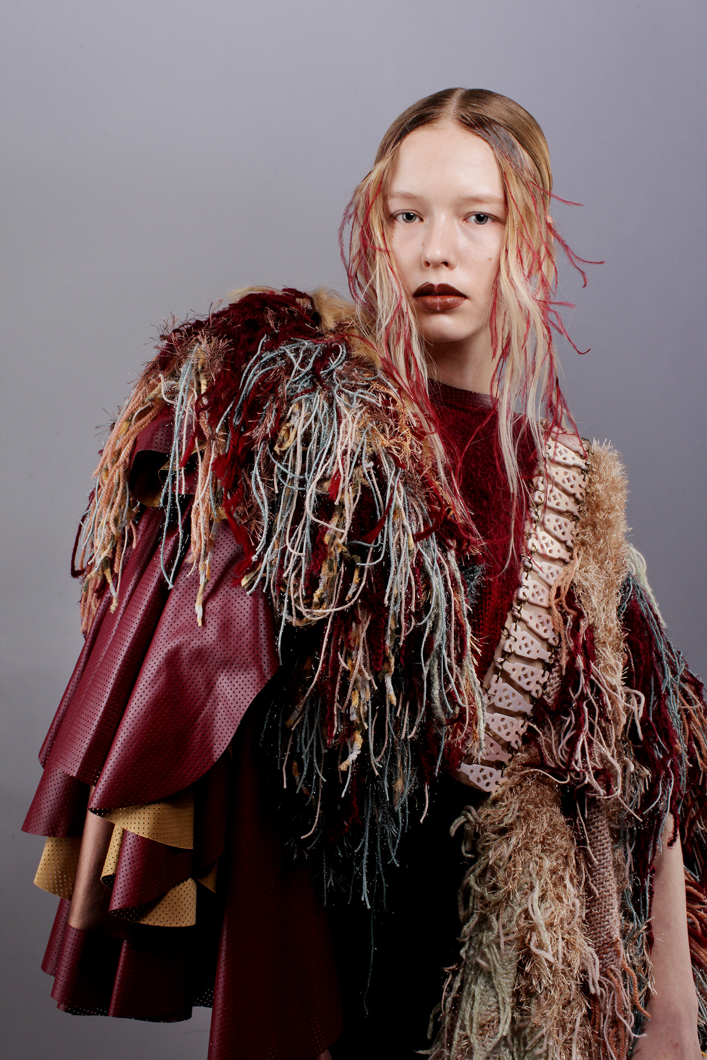 beauty talirutman feathers face margiela designer creative golden makeup hairstyle