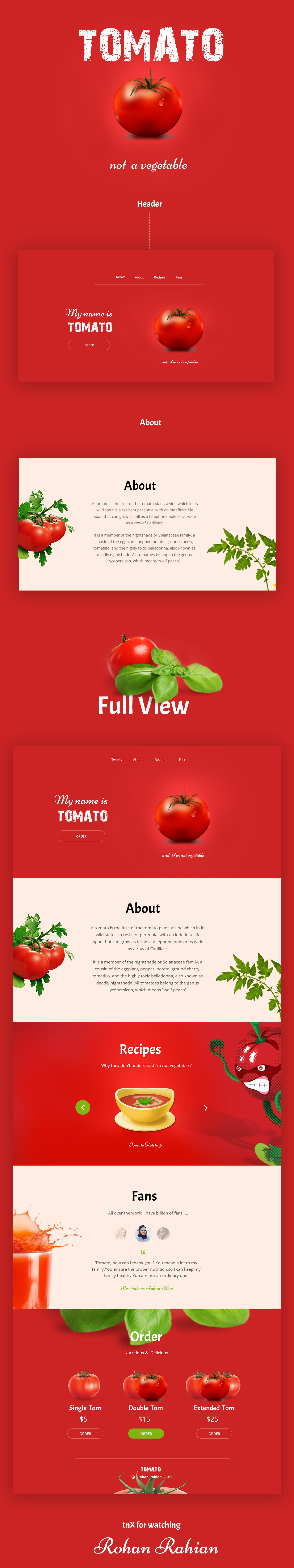 UI ux Web design Fruit Food  Tomato landing page product Funn